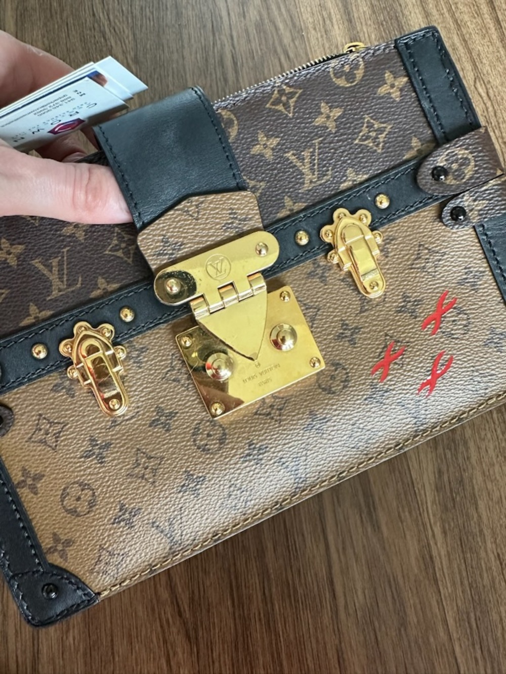 Louis Vuitton Brown Monogram Trunk Crossbody with Black Trim and Gold Hardware - Picture 4 of 4